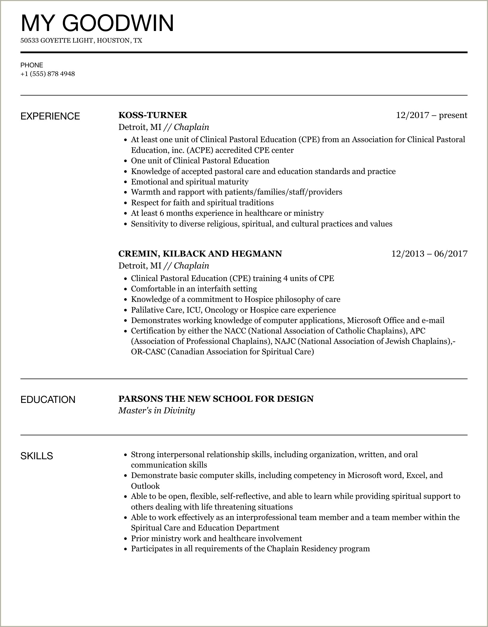 Examples Of Using Christian Leadership On Resume