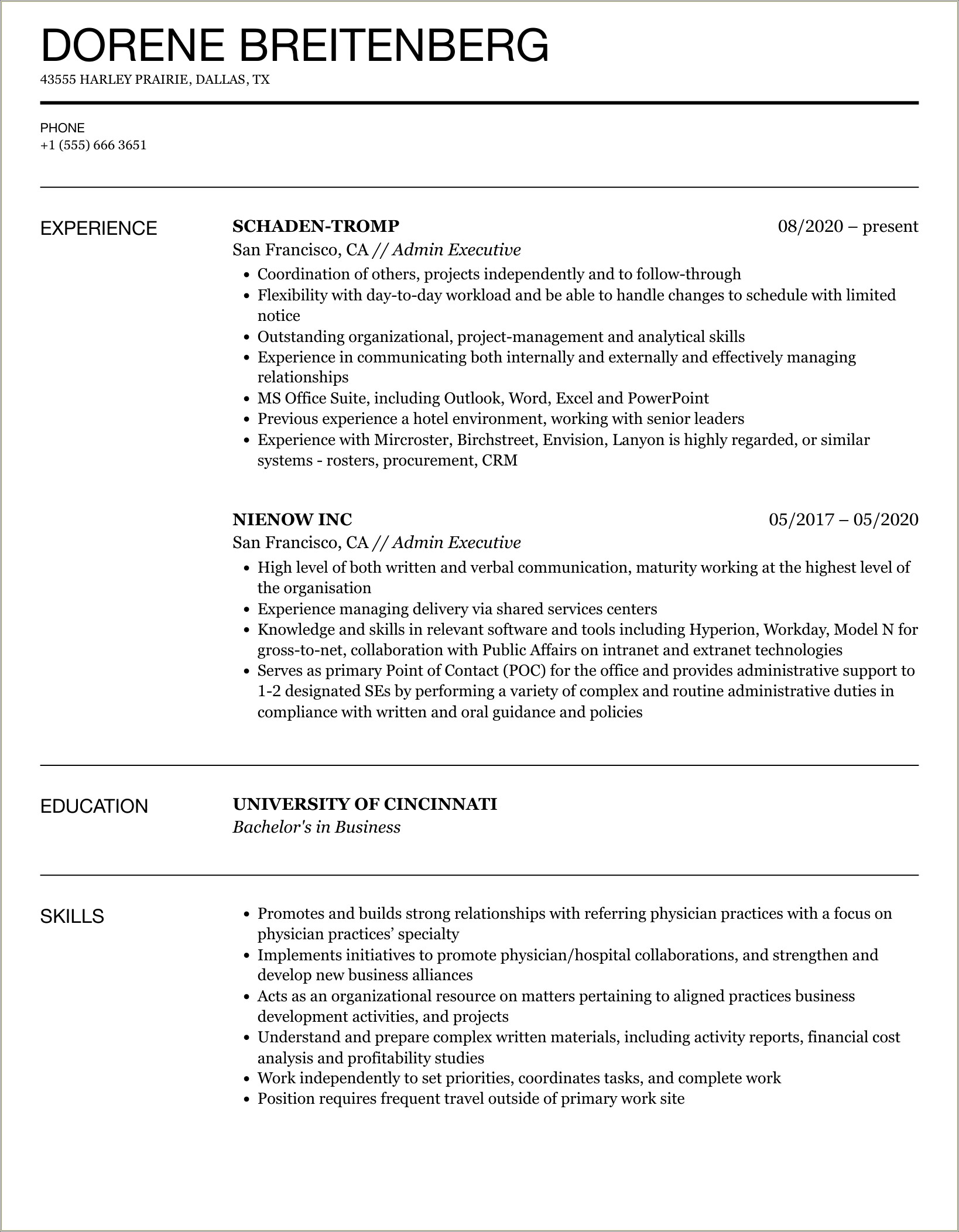 Executive Administrative Assistant Job Duties For Resume