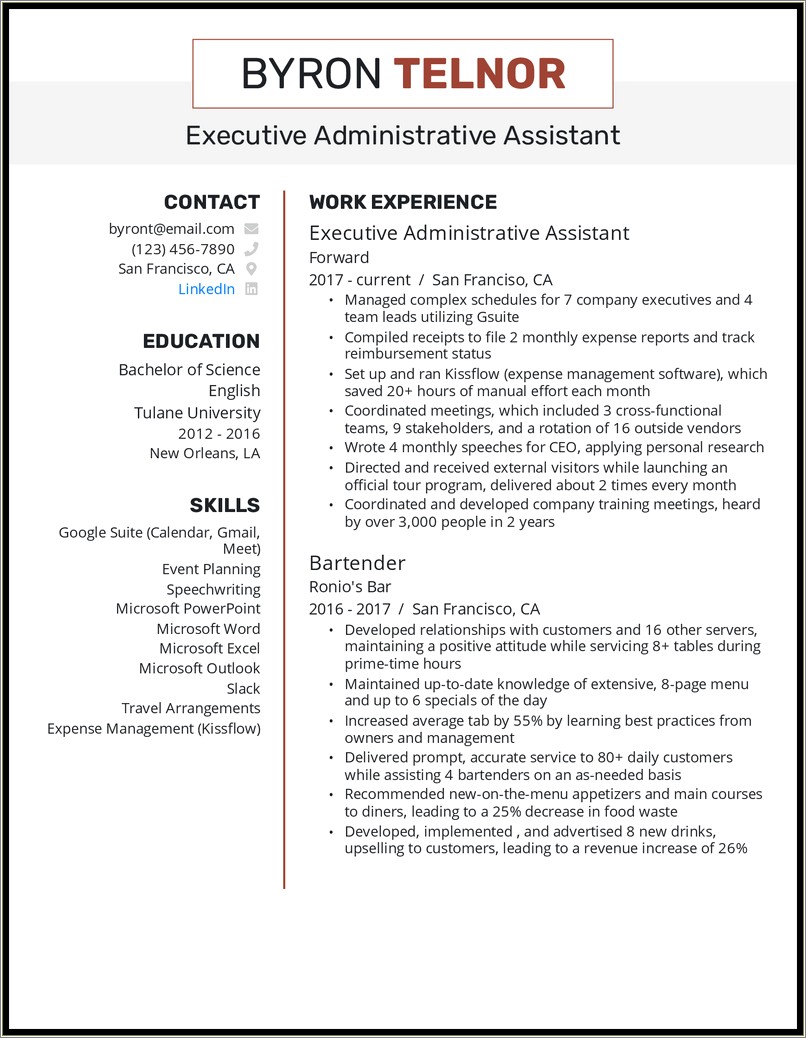 Executive Assistant Assistant Skills To List On Resume