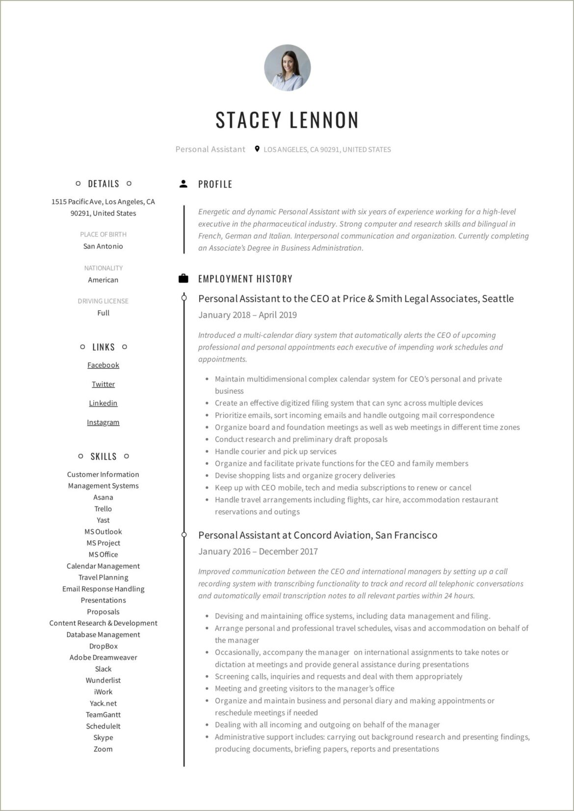 Executive Assistant To Ceo Resume Examples