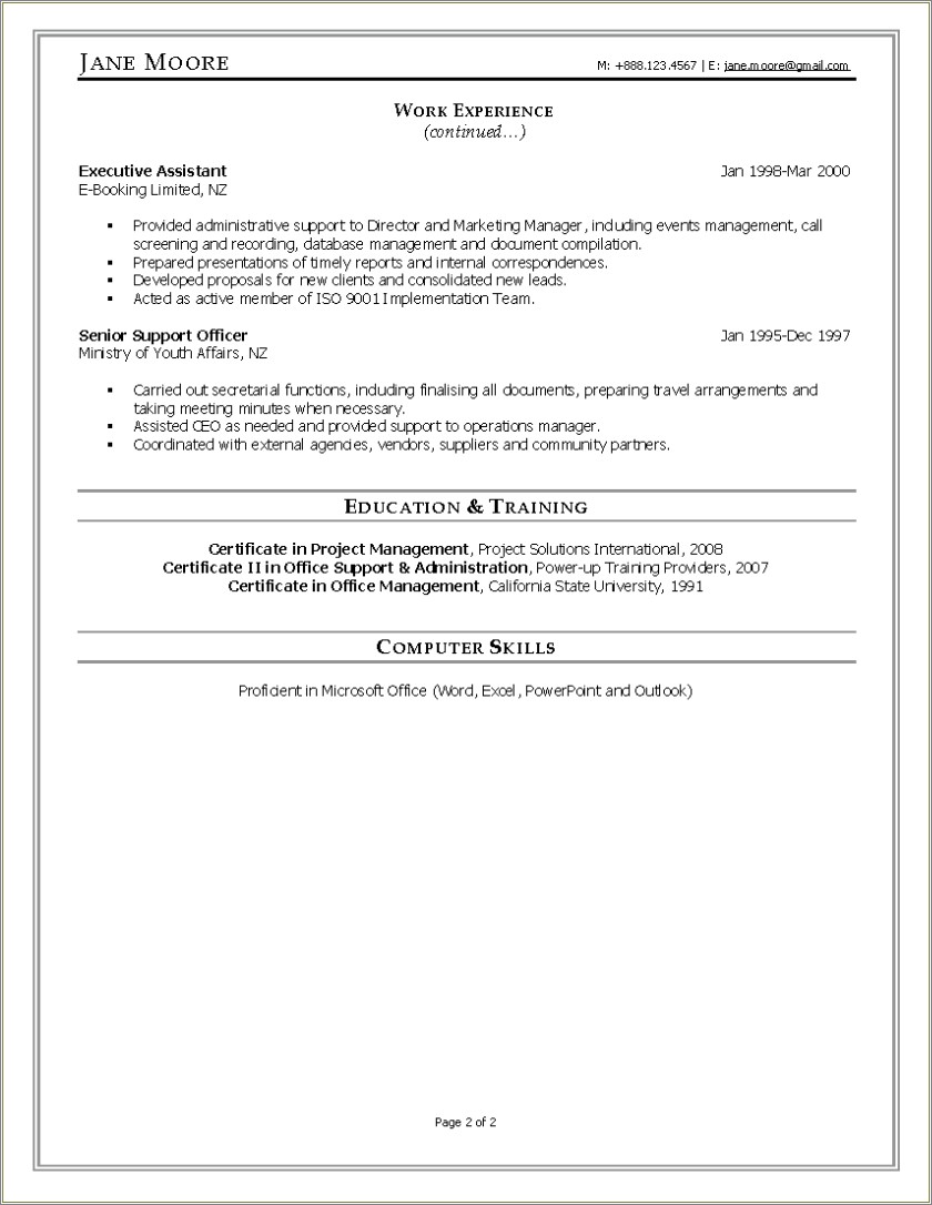 Executive Office Manager Job Description For Resume