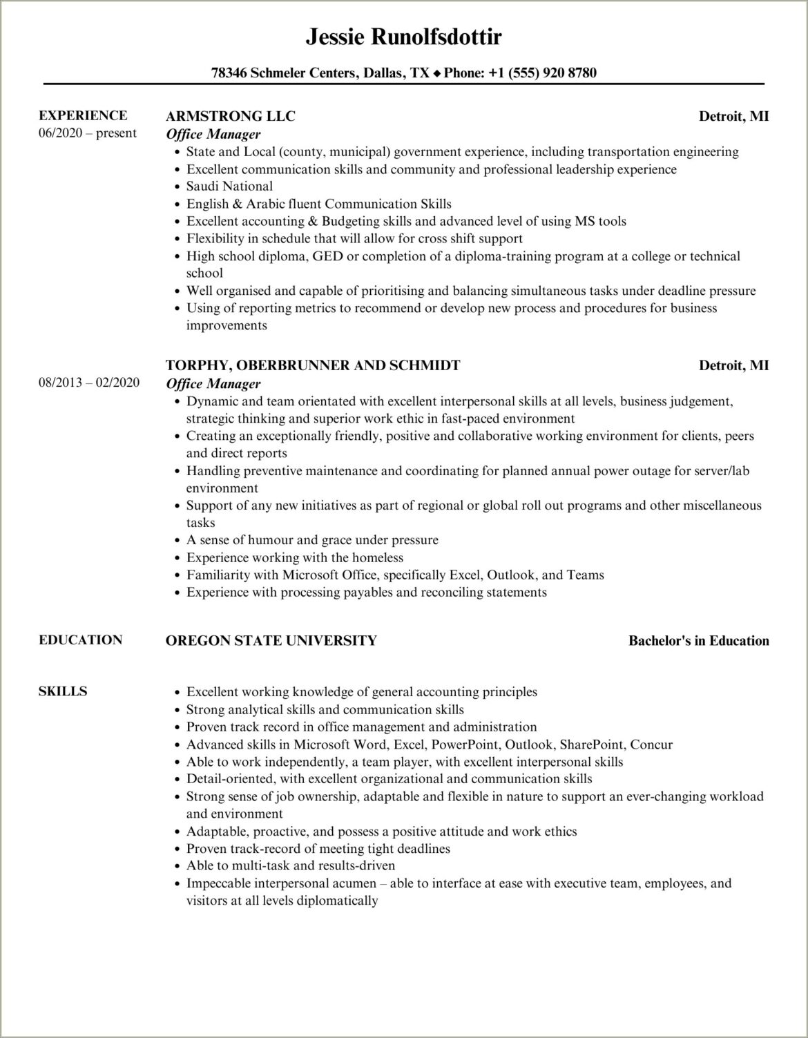 Executive Office Manager Theatre Job Description For Resume