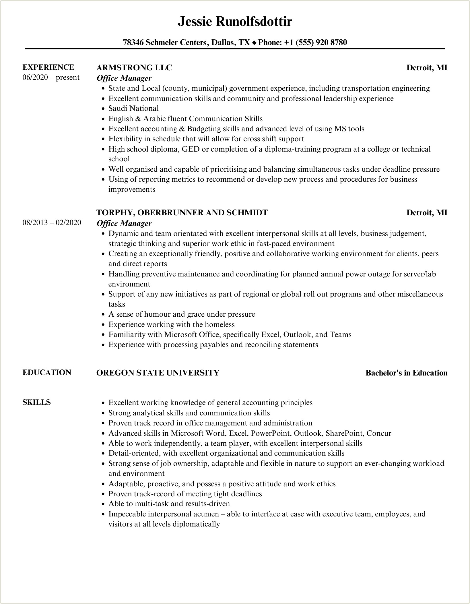 Executive Office Manager Theatre Job Description For Resume