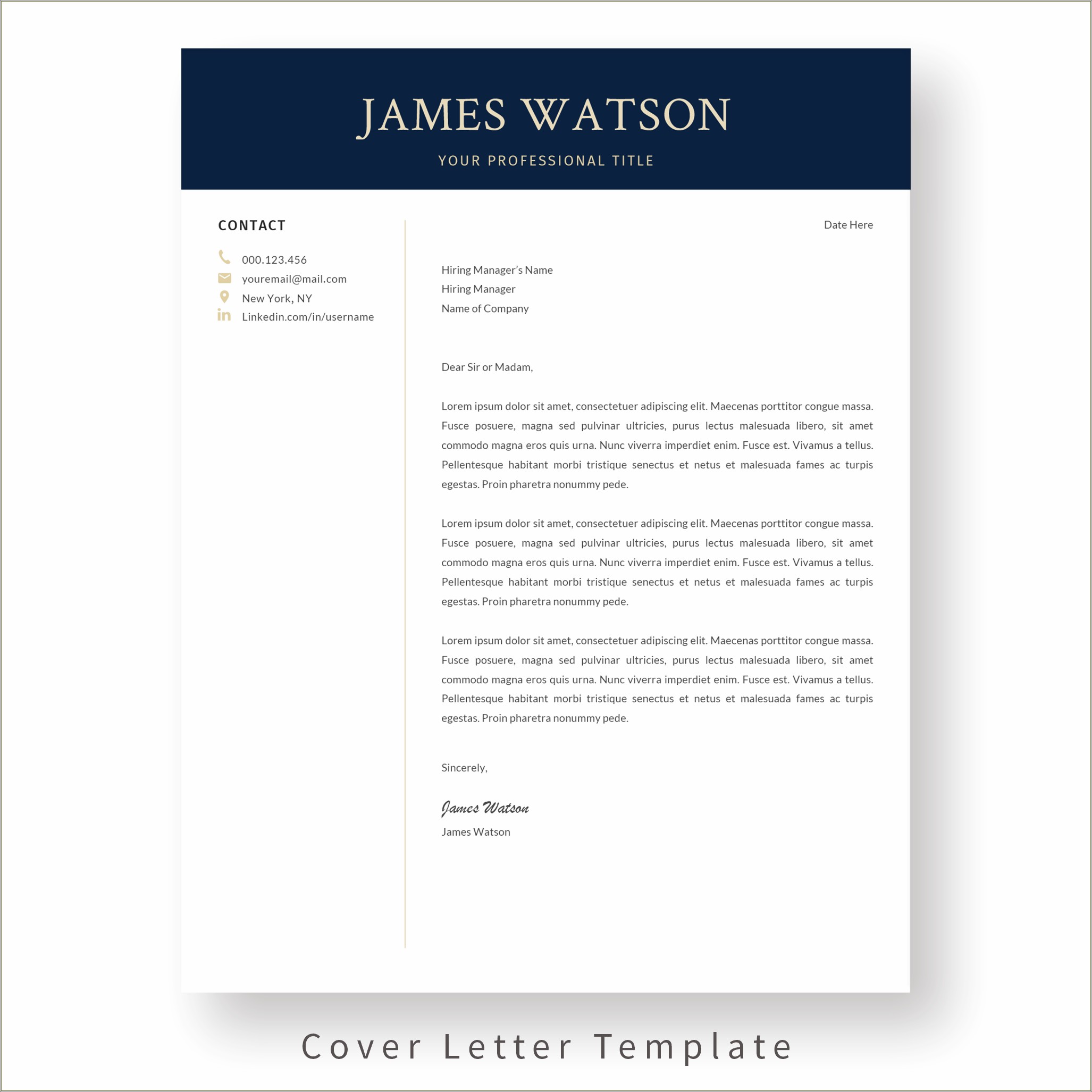 Executive Resume Cover Letter Word Template