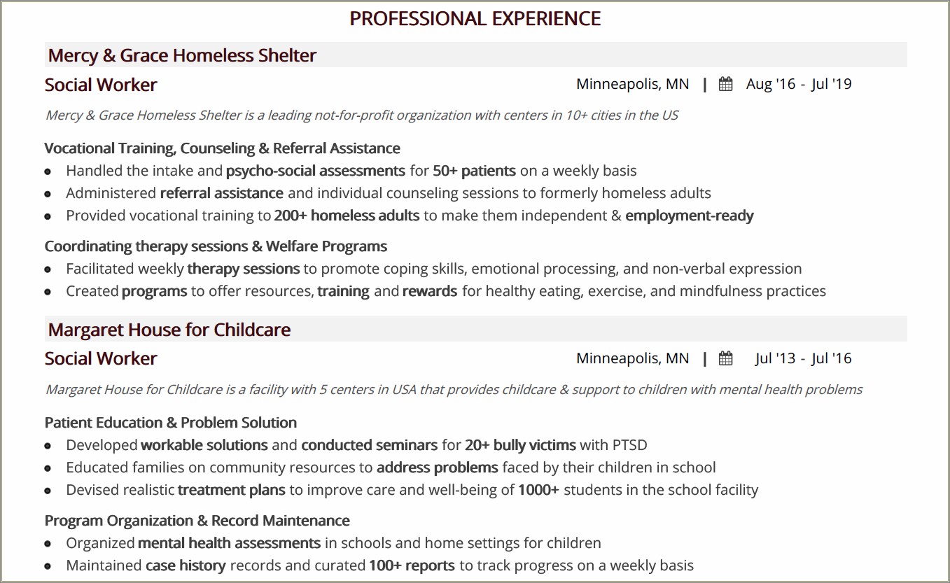 Executive Resume Summary For Beginning Daycare Trainer
