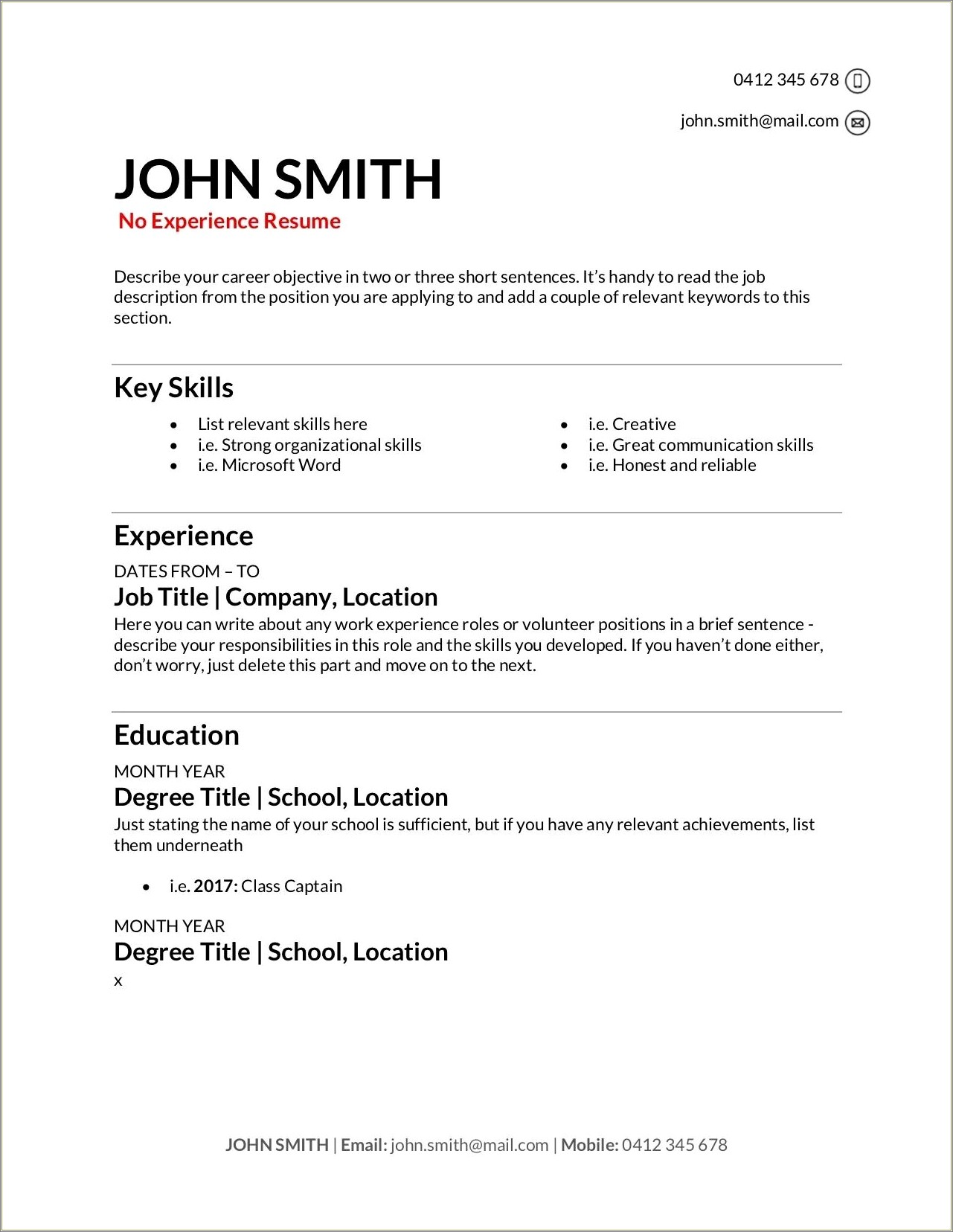 Executive Resume With No College Degree Example