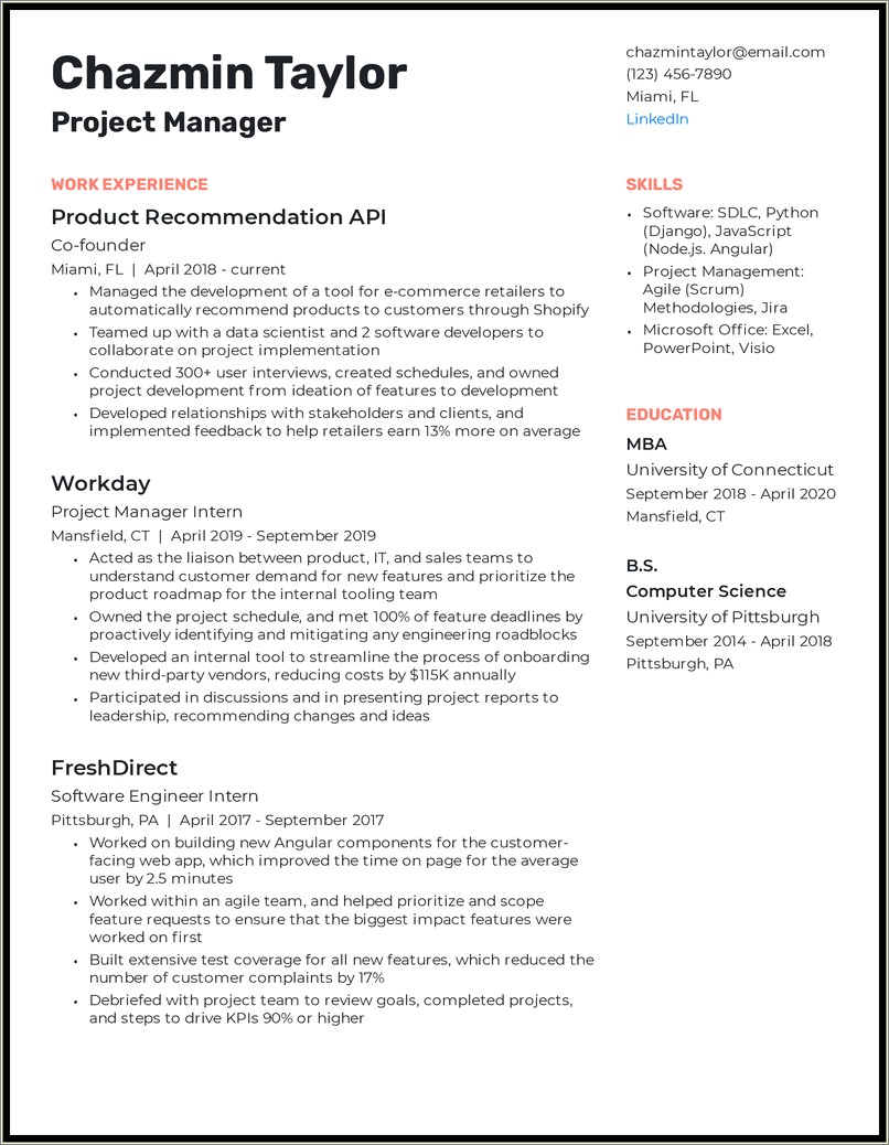 Executive Summary For Project Management Resume