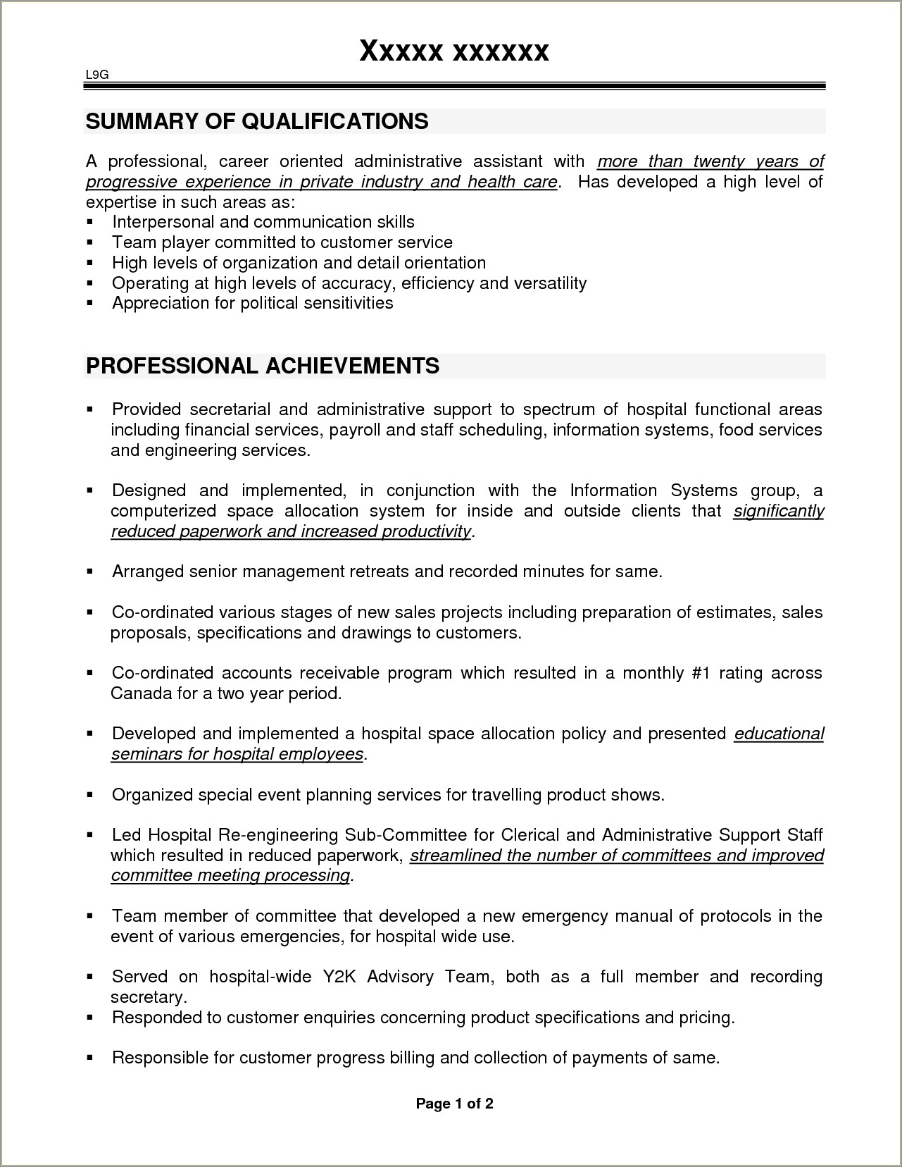Executive Summary For Resume For Office Assistant
