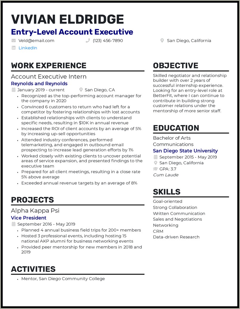 Executive Summary On A Resume Examples