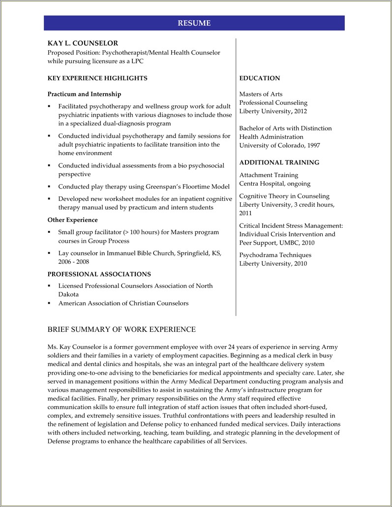 Experience Highlights For Health Management On Resume