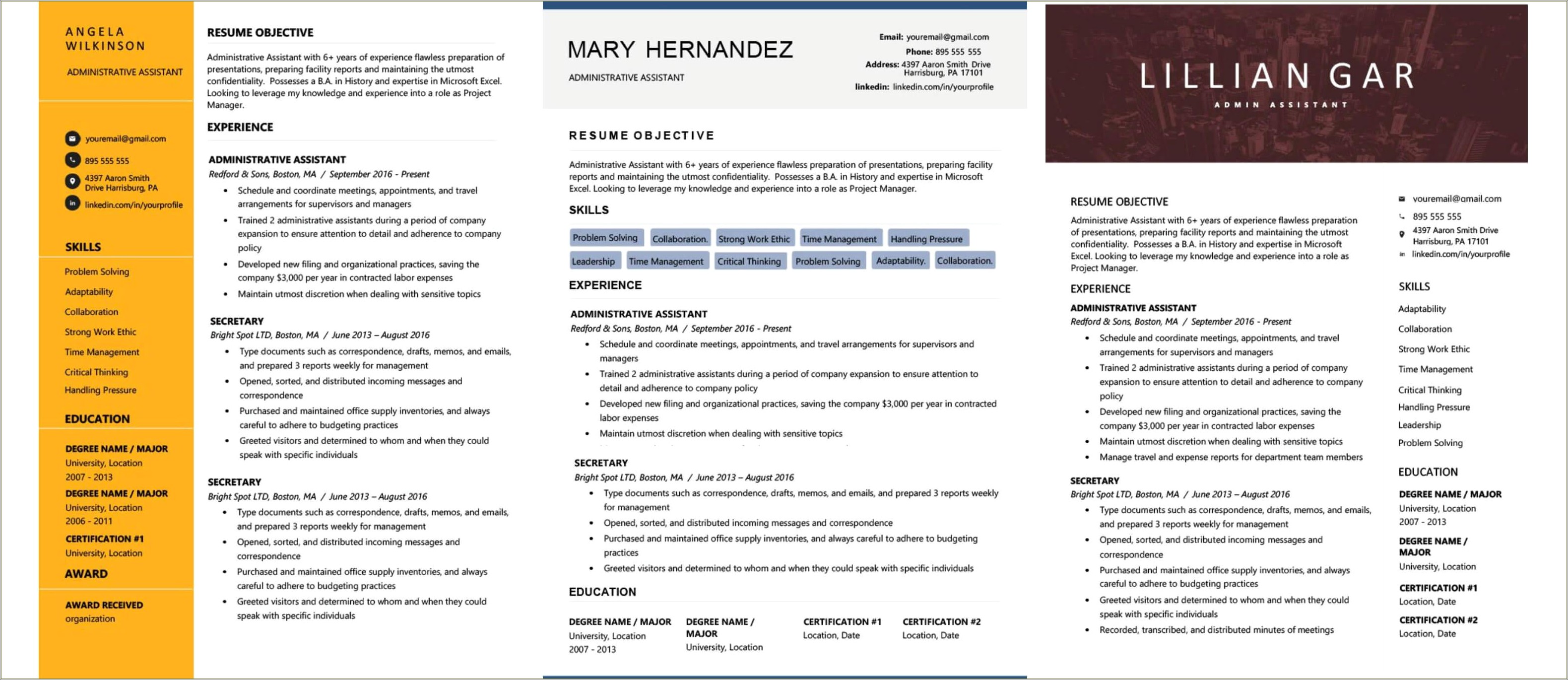 Experience In Prepraring Report And Presentation Resume