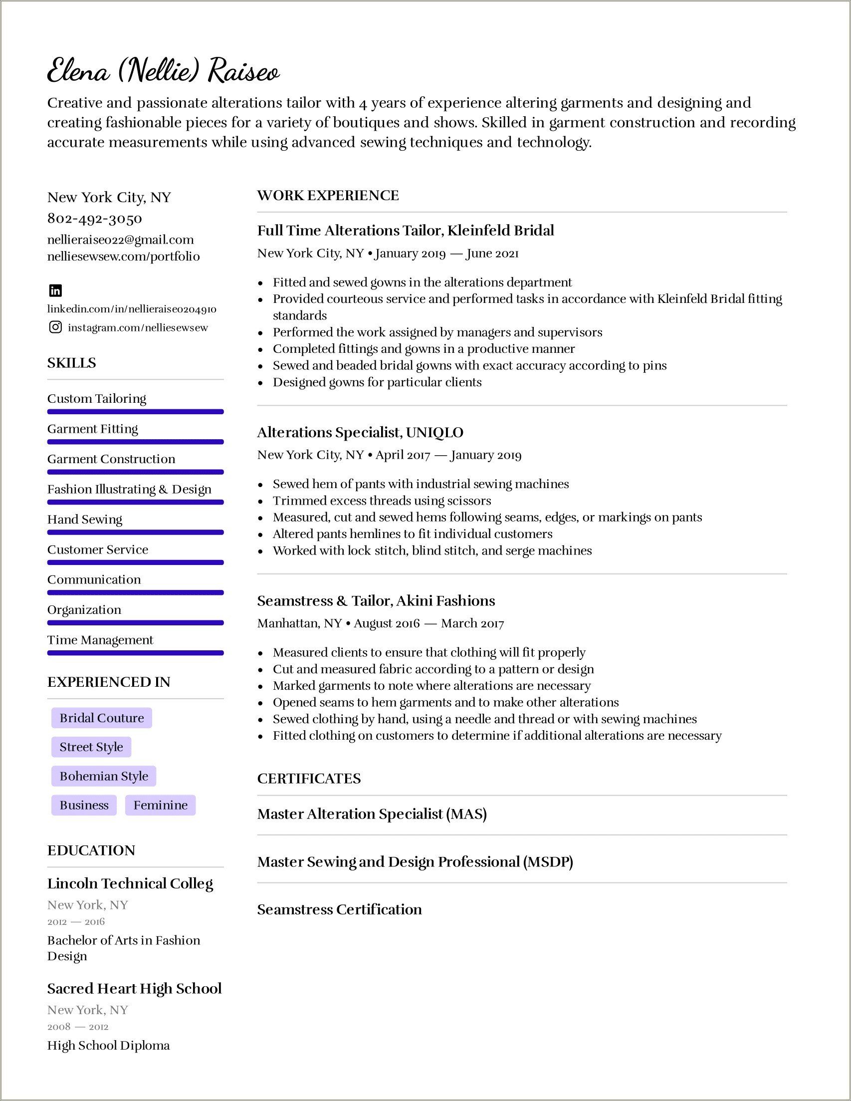 Experience On Resume Example Should Show