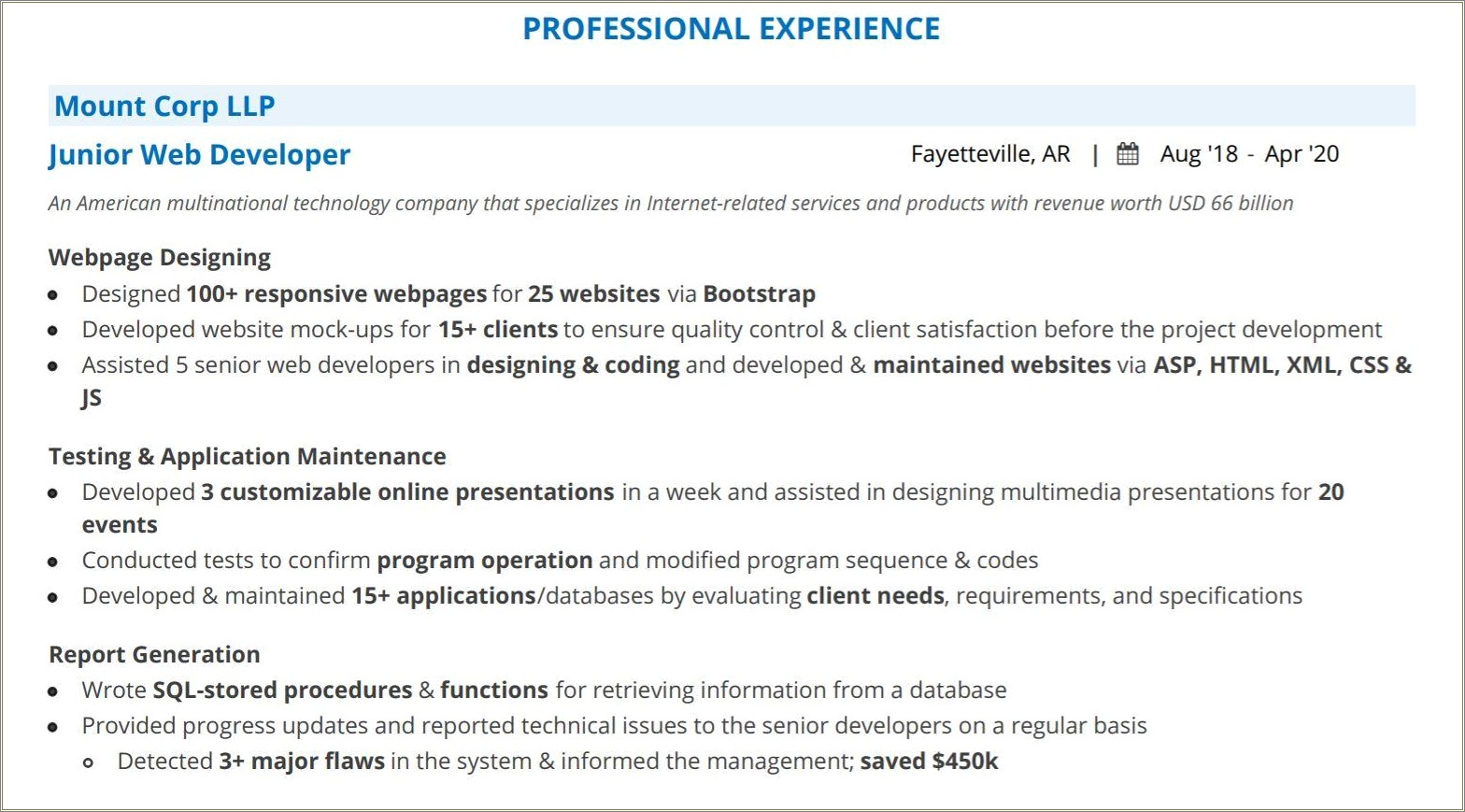Experience Resume For Django Web Developer