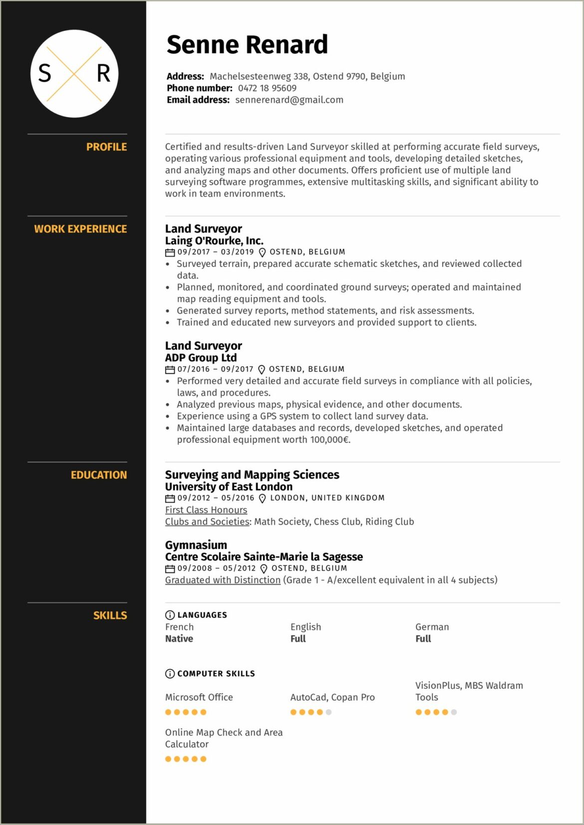 Experience Resume Format For Quantity Surveyor