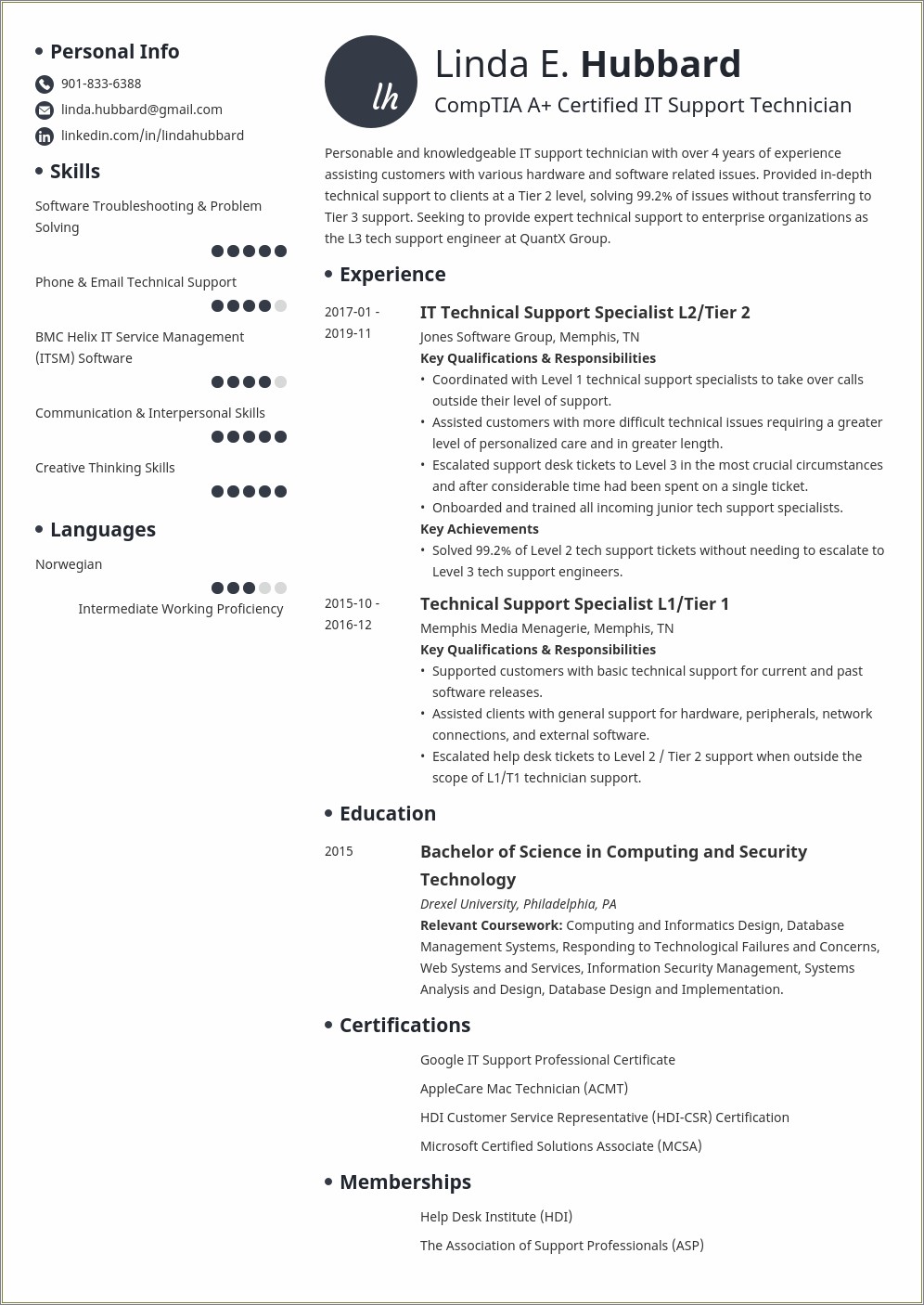 Experience Summary On Technical Support Analyst Resume Example