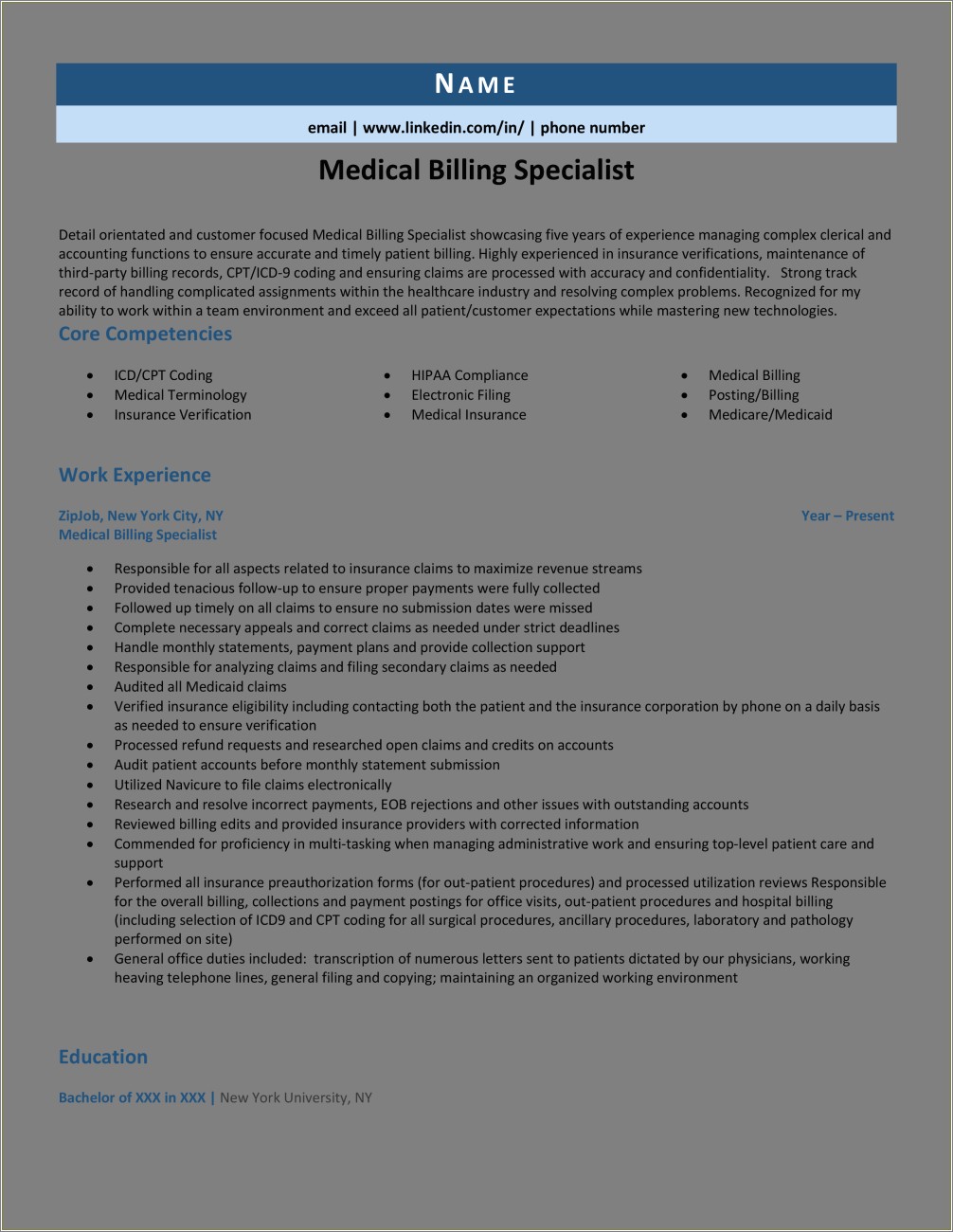 Experience With Working With Hipaa Resume Lingo