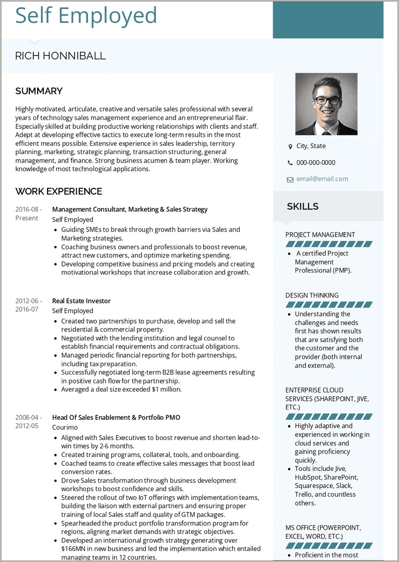 Experience Working In A Team Resume Example