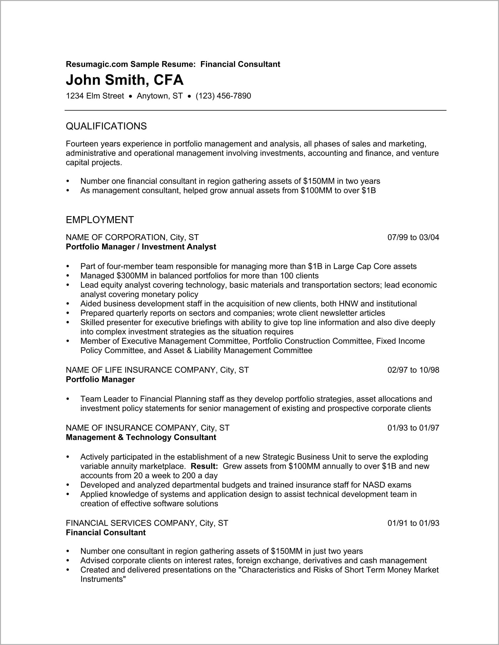 Experienced Investment Banking Analyst Resume Template
