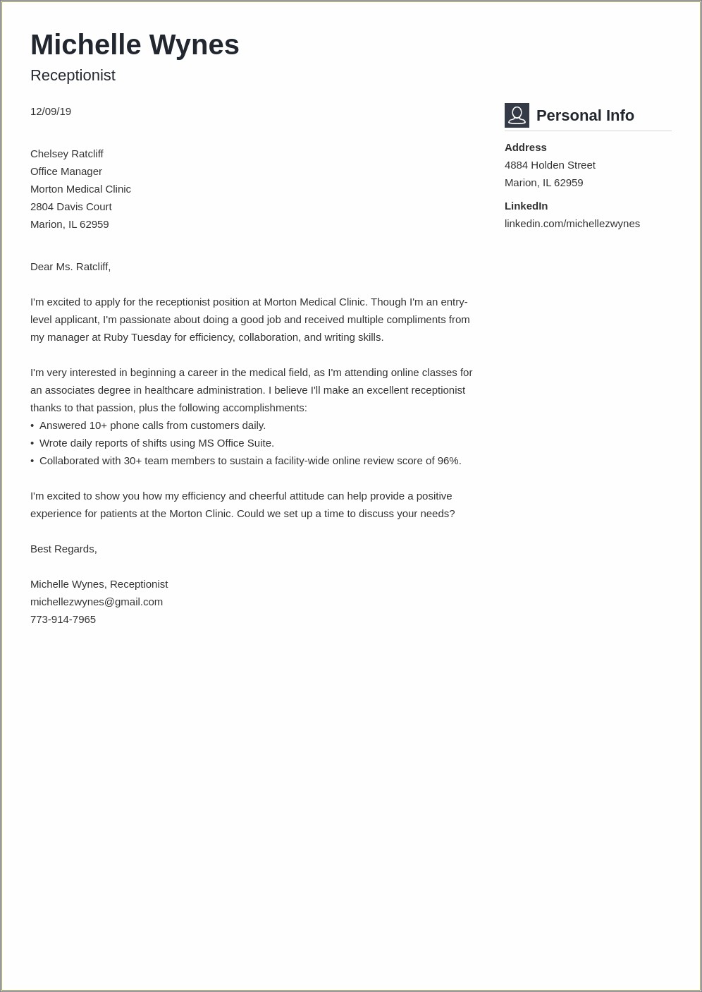 Eye Catching Cover Letter For Resume