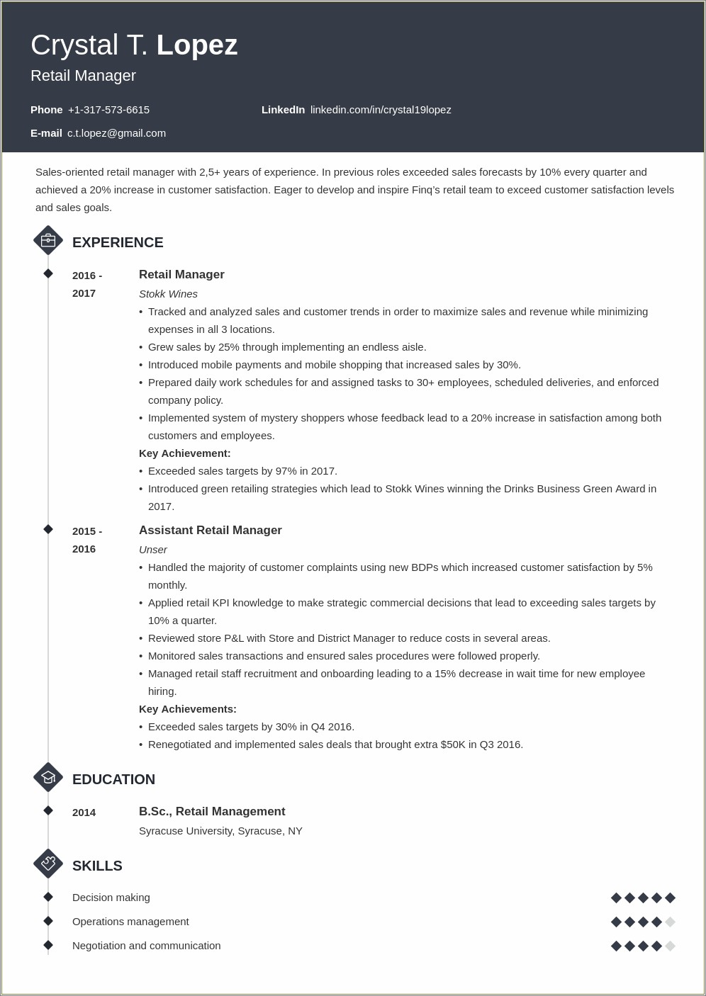 Eye Catching Management Summary For Resume