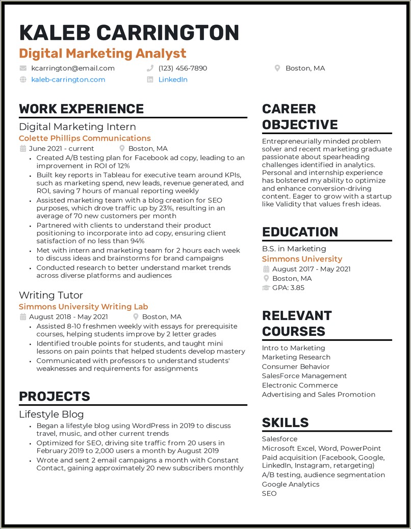 Eye Catching Objective Summary On A Resume