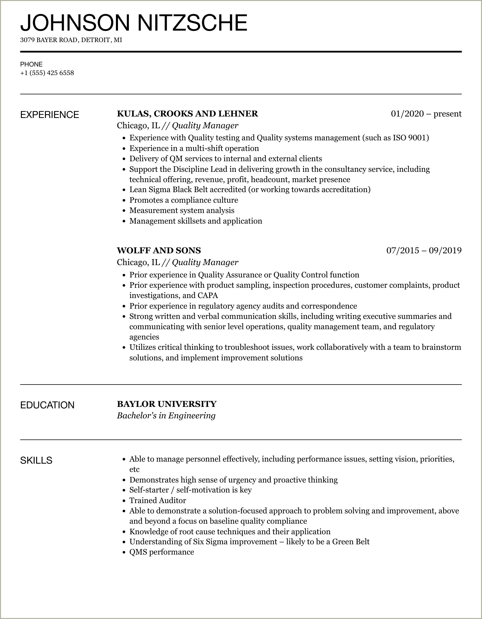 Faa Repair Station Quality Manager Resume