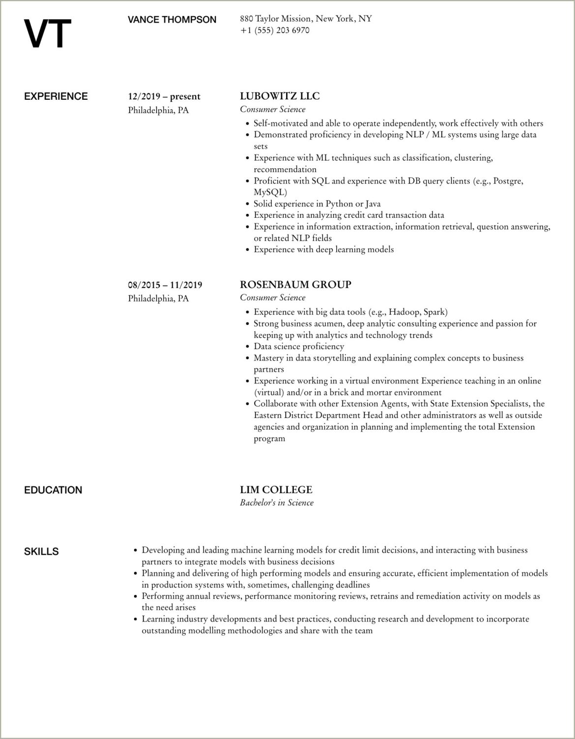 Family Consumer Science Teacher Resume Examples