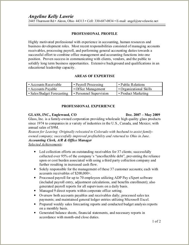 Family Owned Business Manager On A Resume