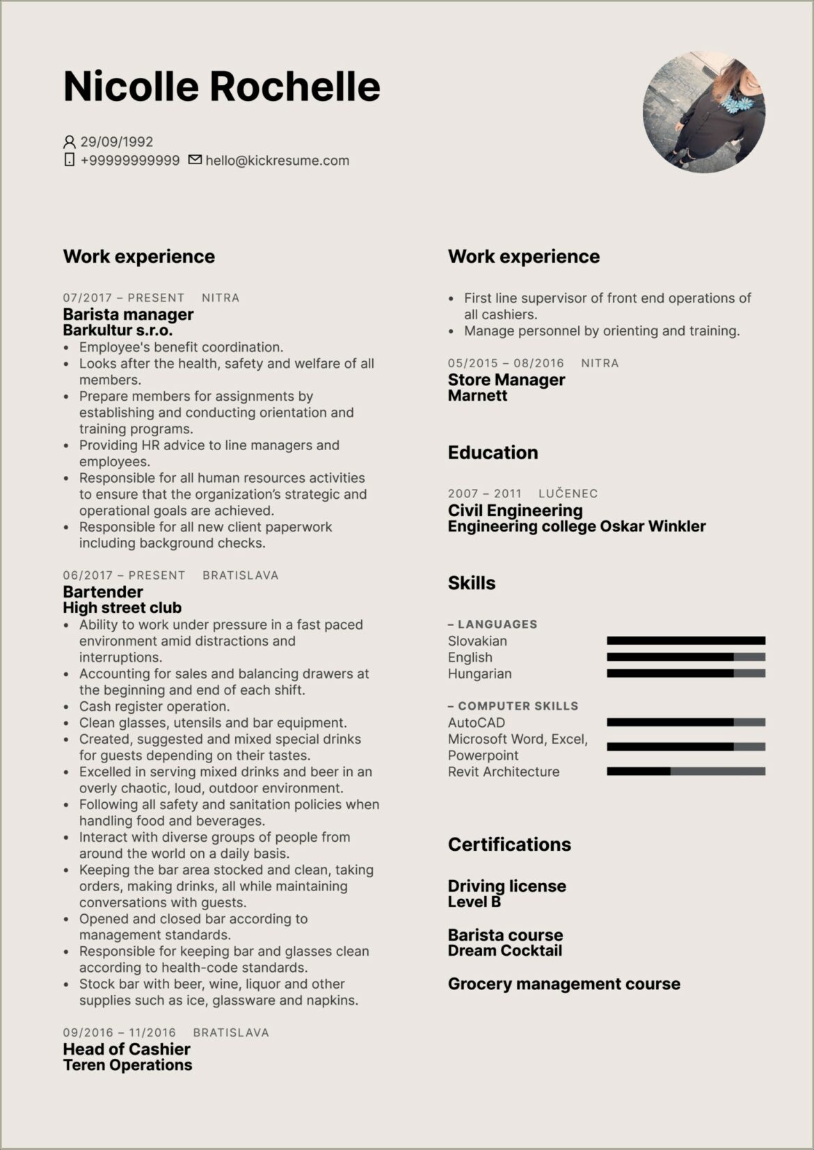 Fast Food Shift Supervisor Resume Sample