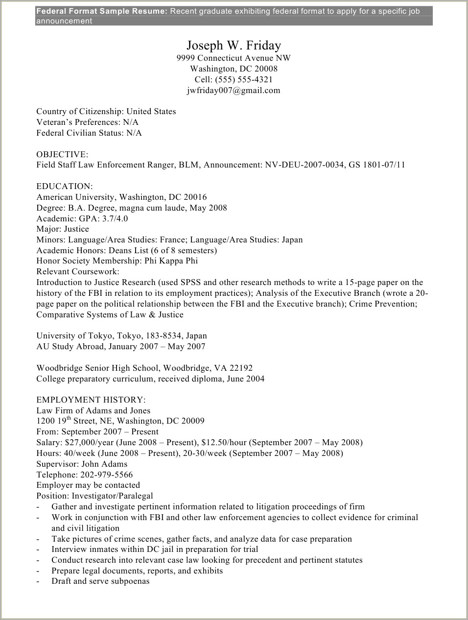 Federal Resume Pdf Or Word Document