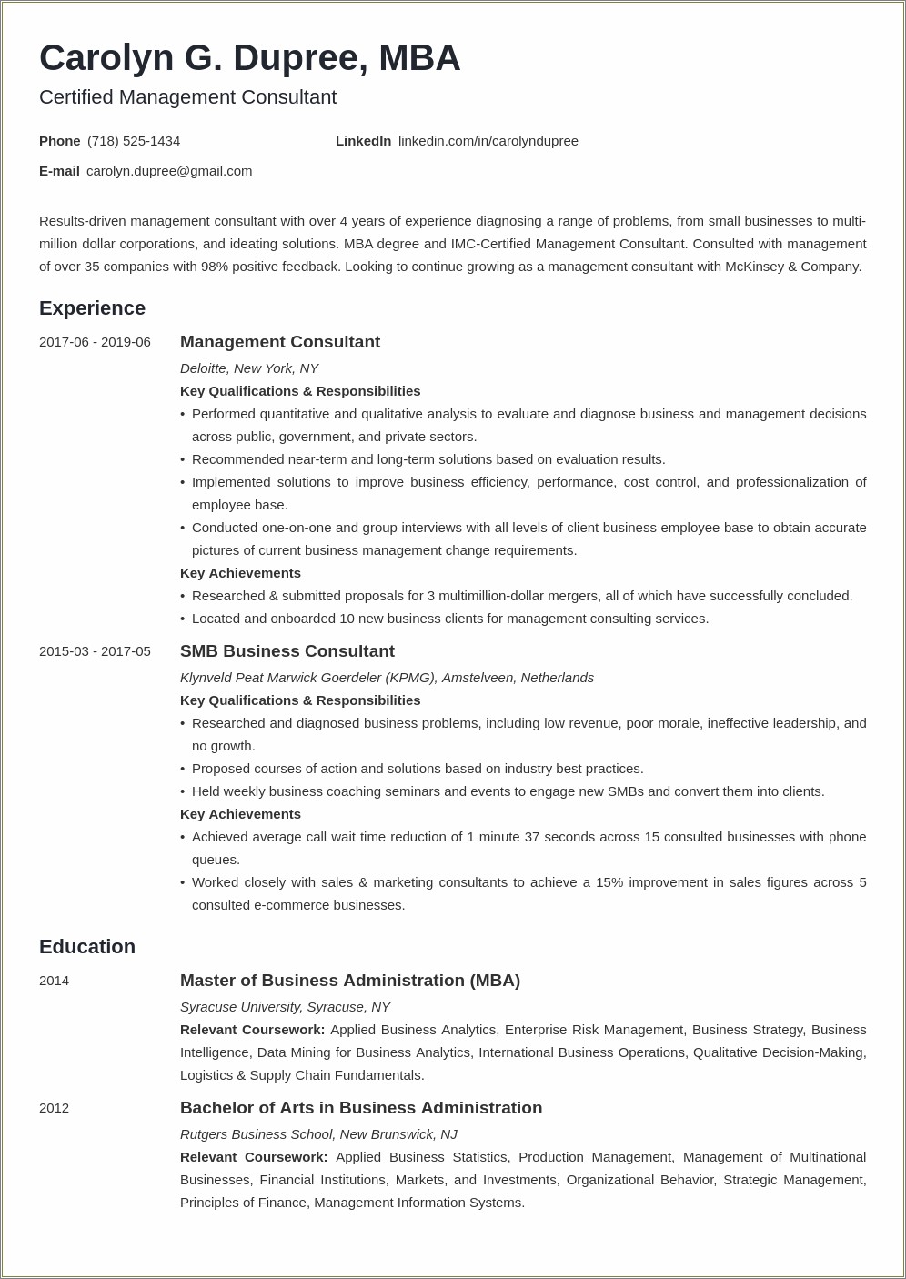 Finance Consultant Job Description For Resume