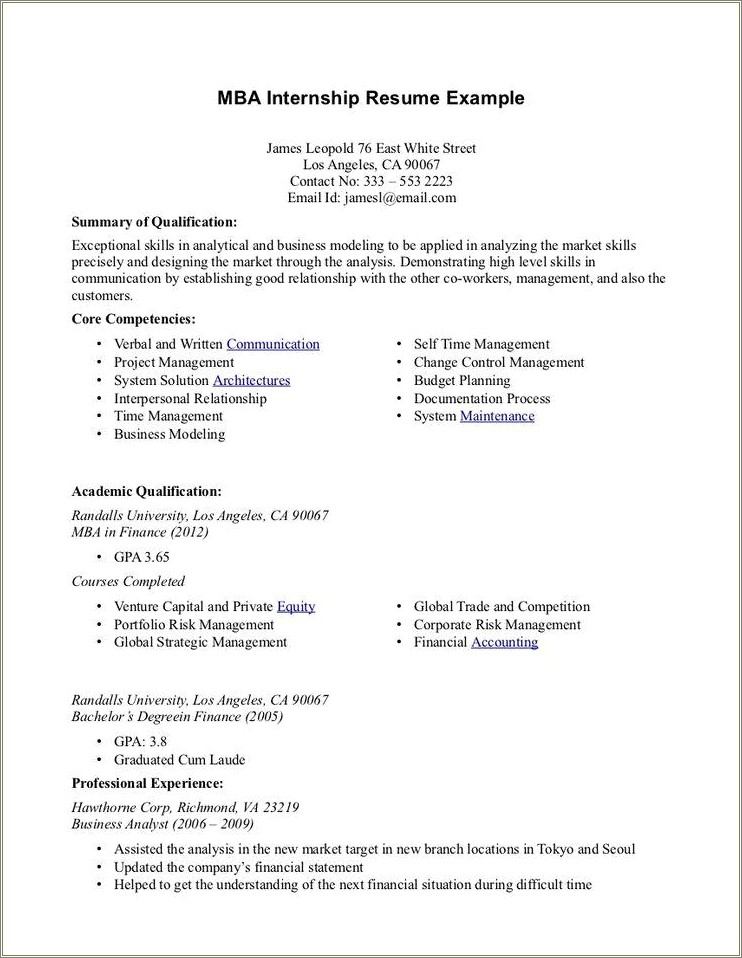 Financial Advisor Intern Resume Wealth Management