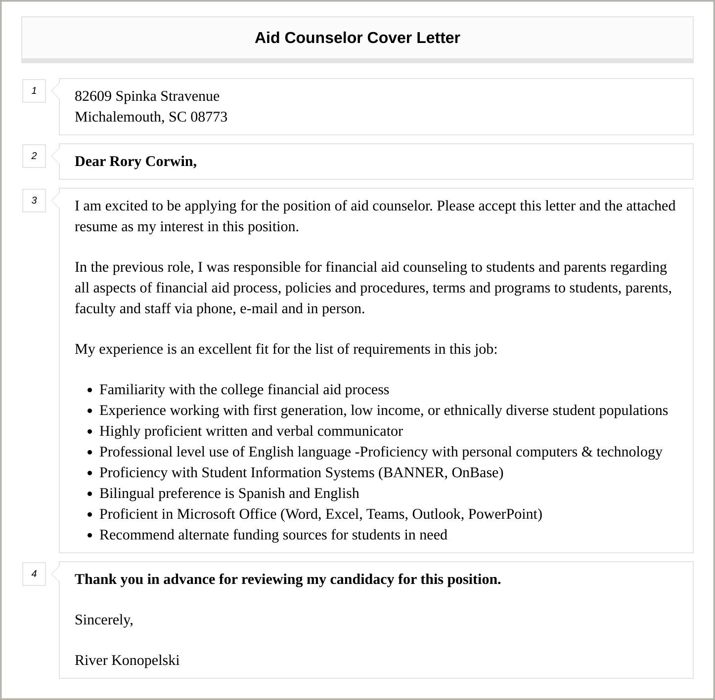 Financial Aid Counselor Job Duties For Resume