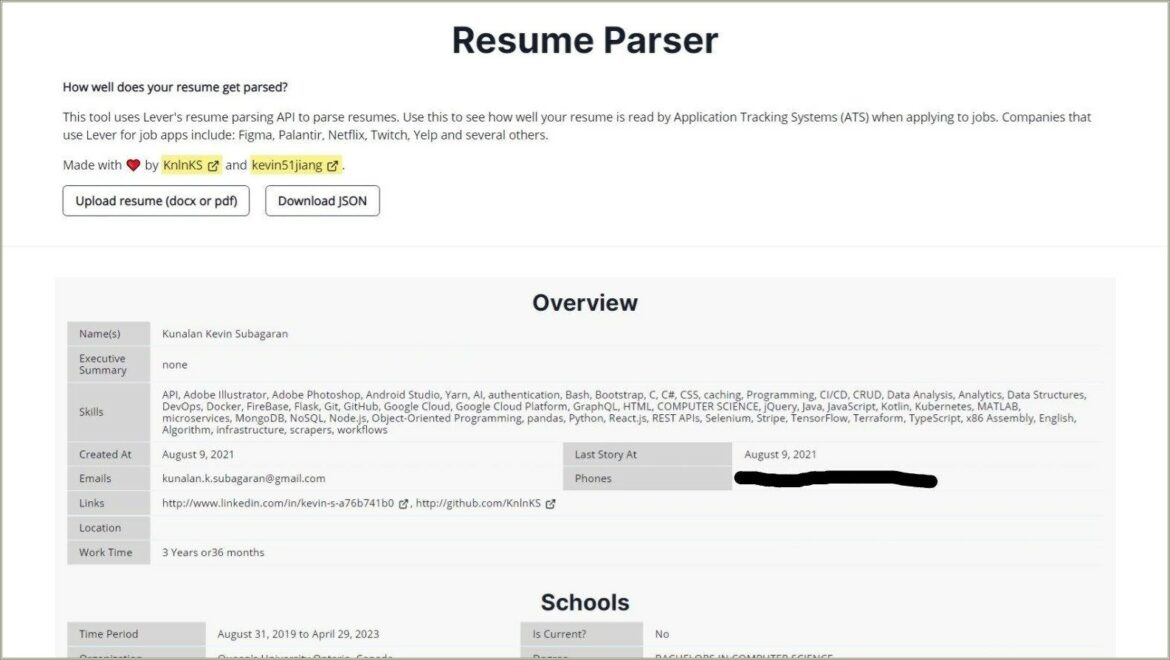 Find School Name From A Resume Parser