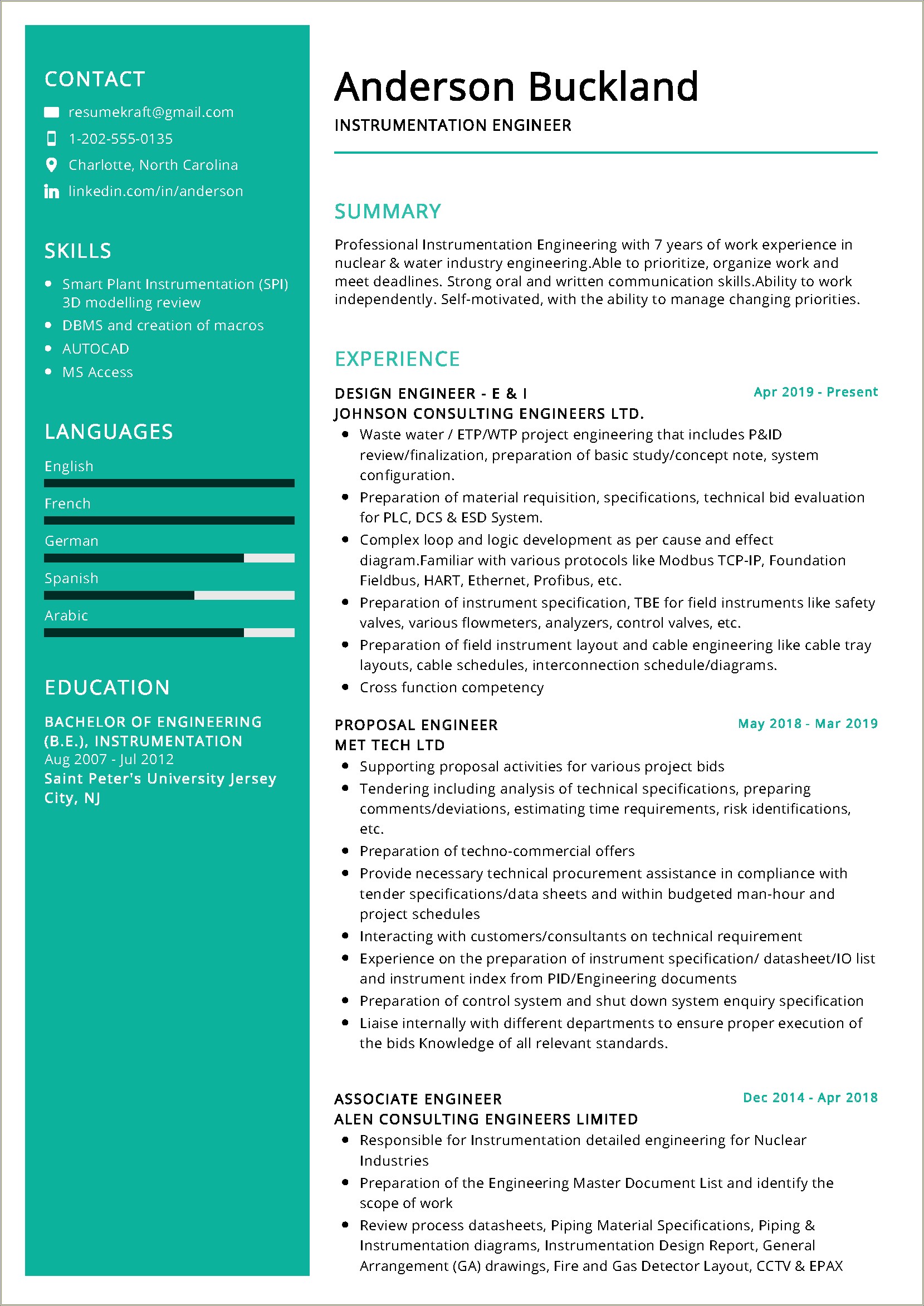 Fire And Gas Technician Resume Sample