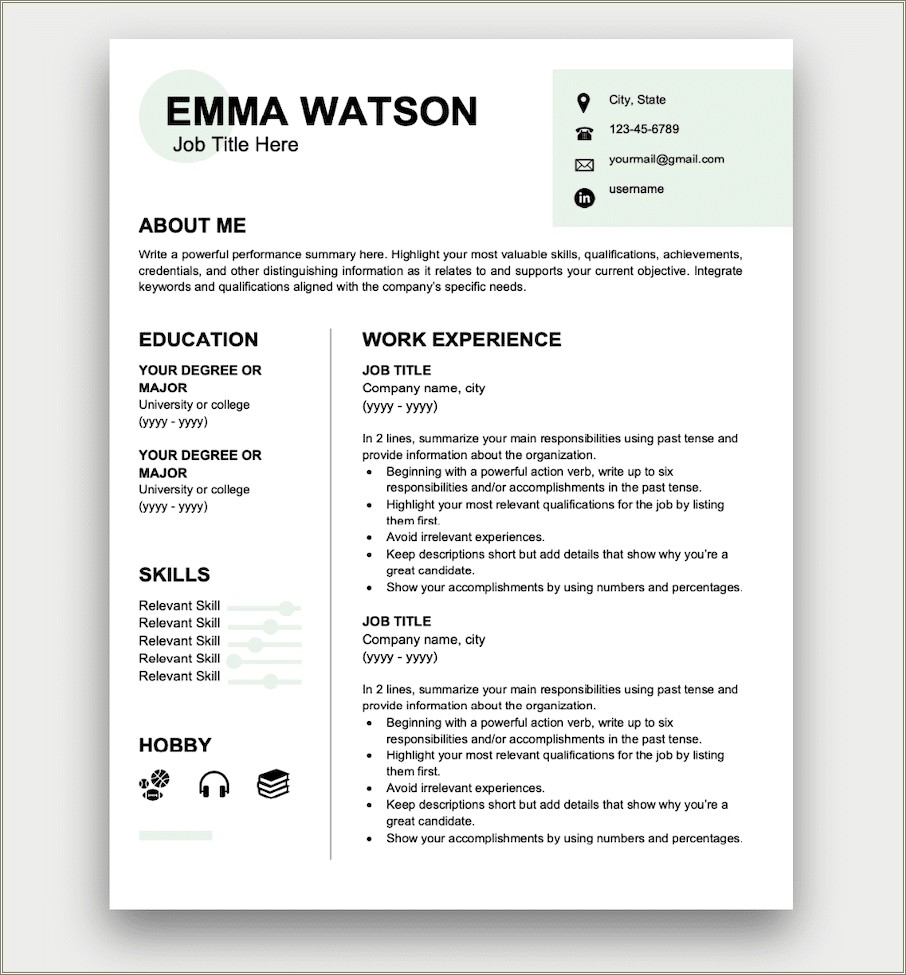 First Job No Experience Resume Sample