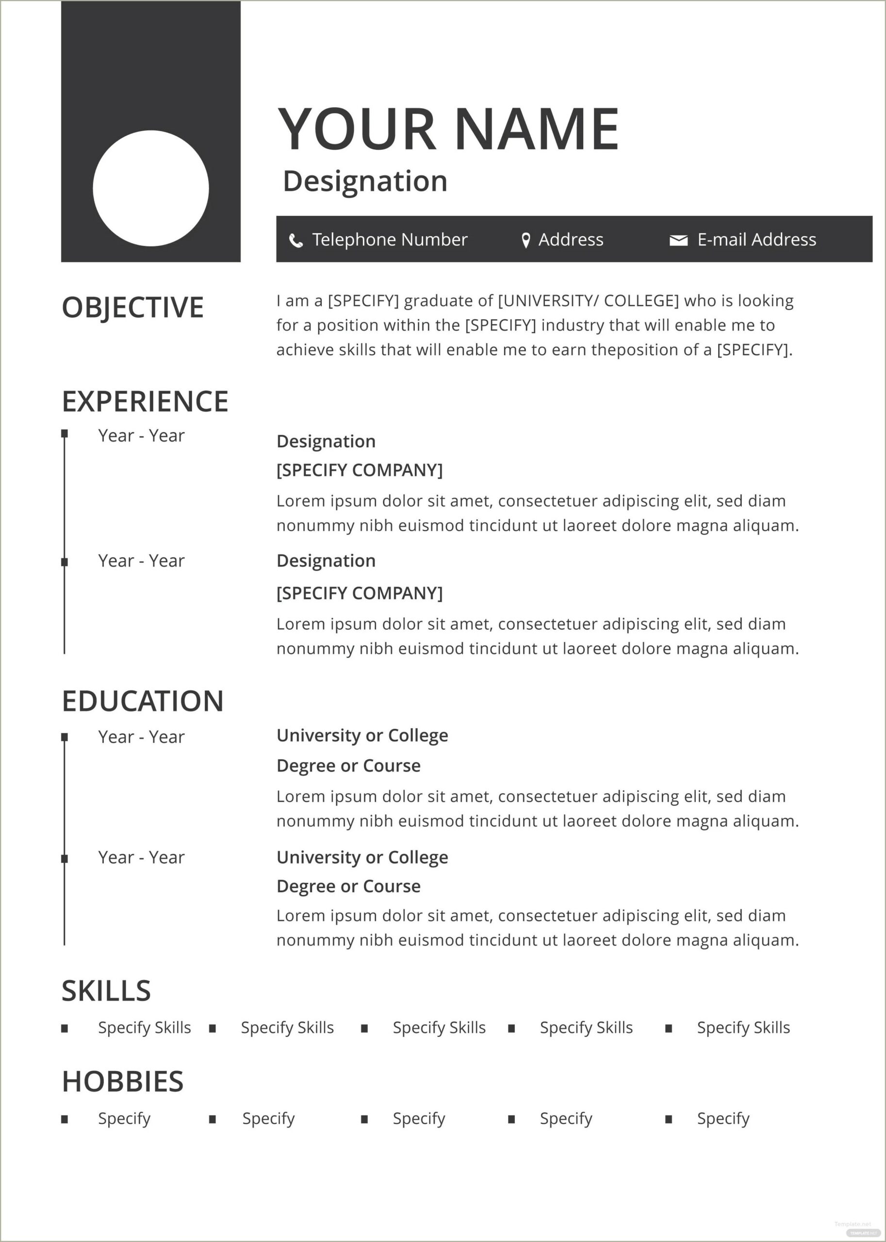 First Job Resume Examples Free Download