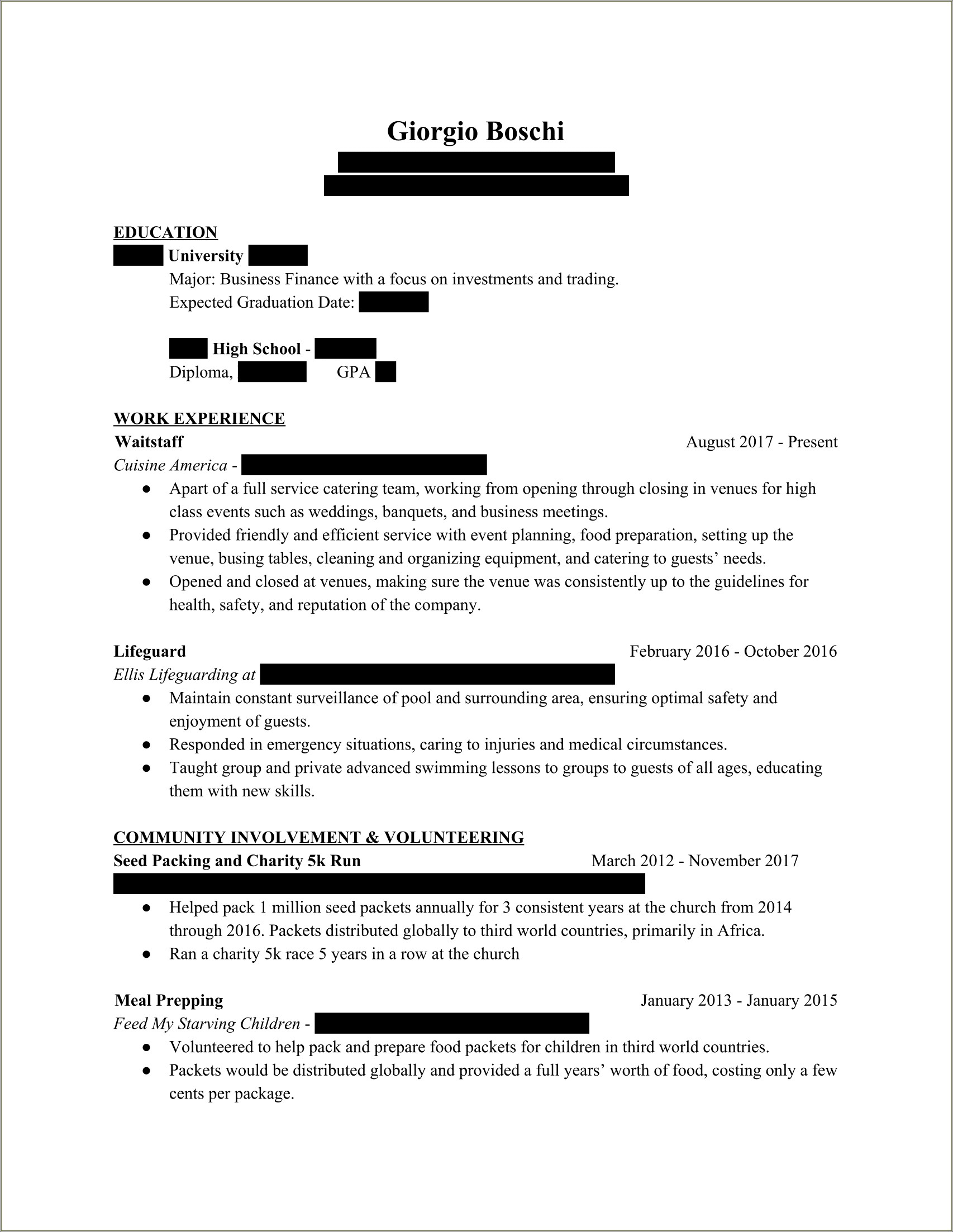 First Time Resume For Job On Campus