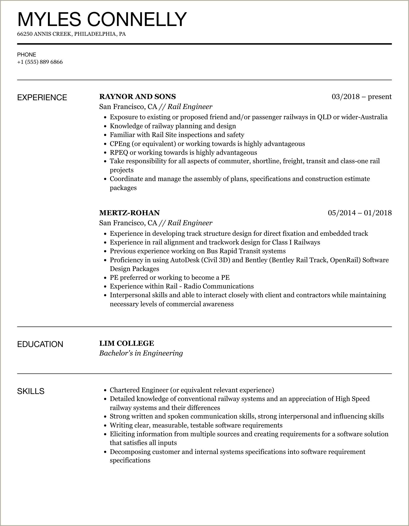 First Time Resume Objective For Rail Work