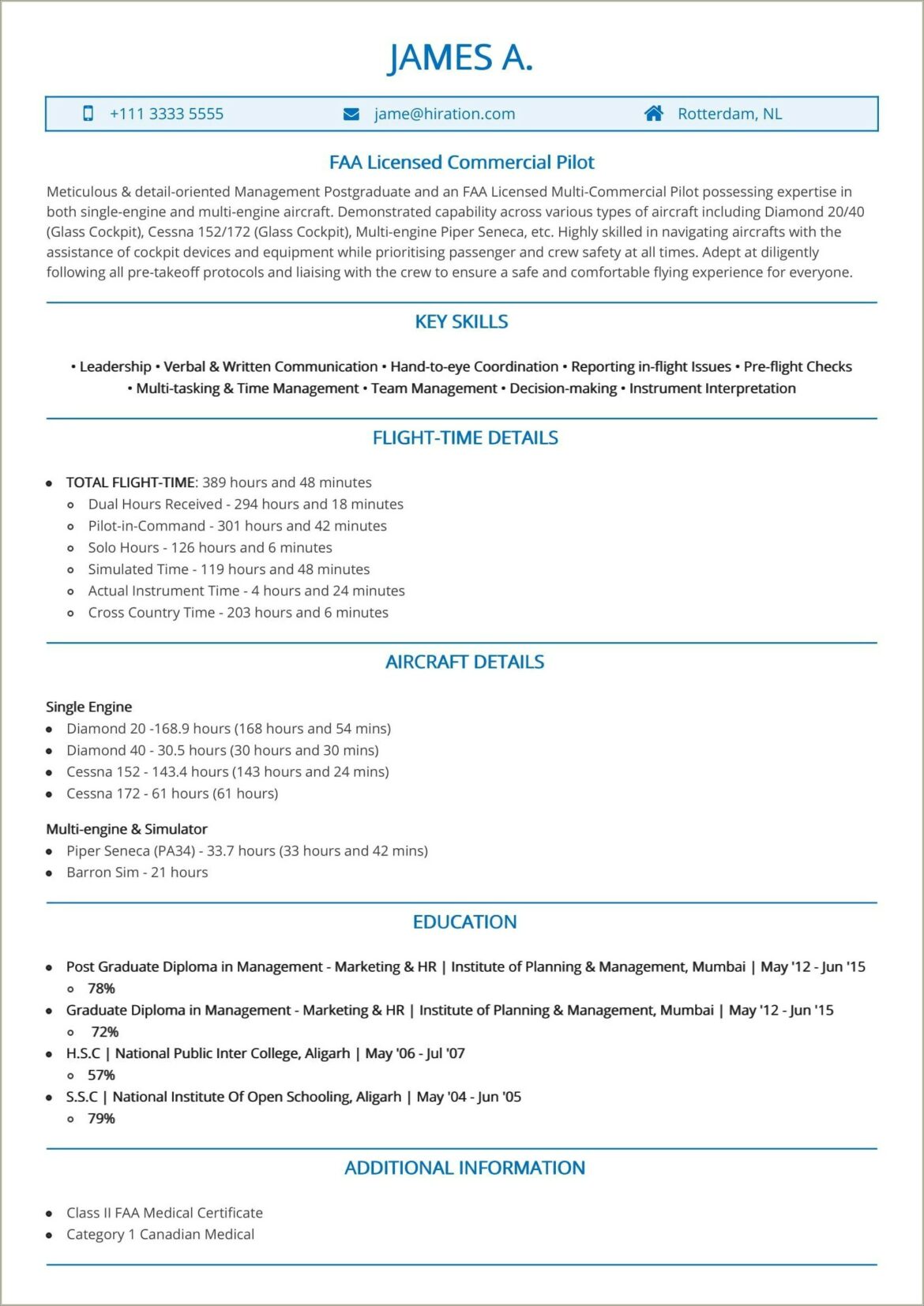 First Time Resume With No Experience Example