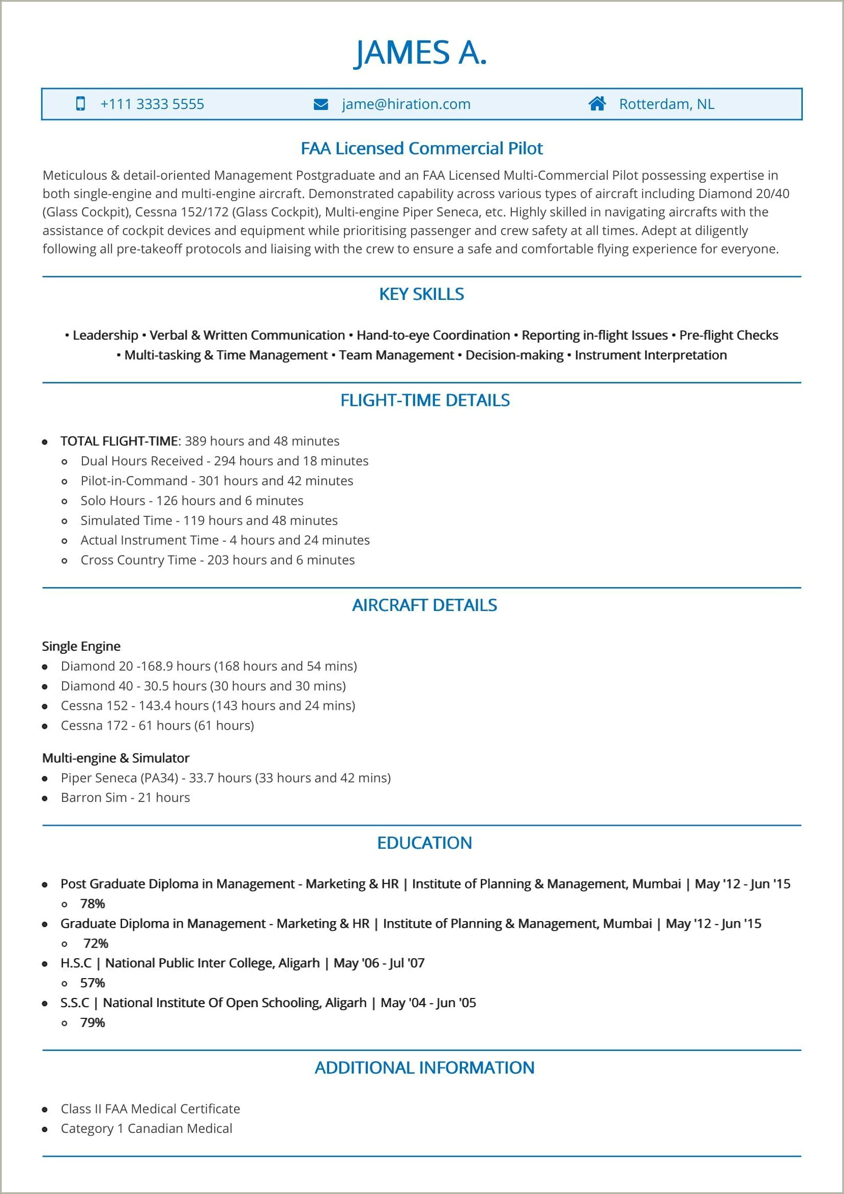 First Time Resume With No Experience Example