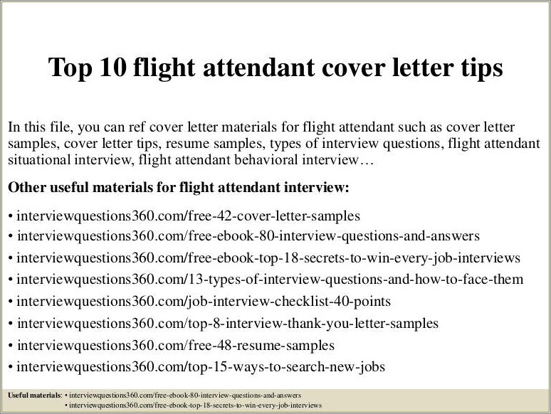 Flight Attendant Resume Example No Experience