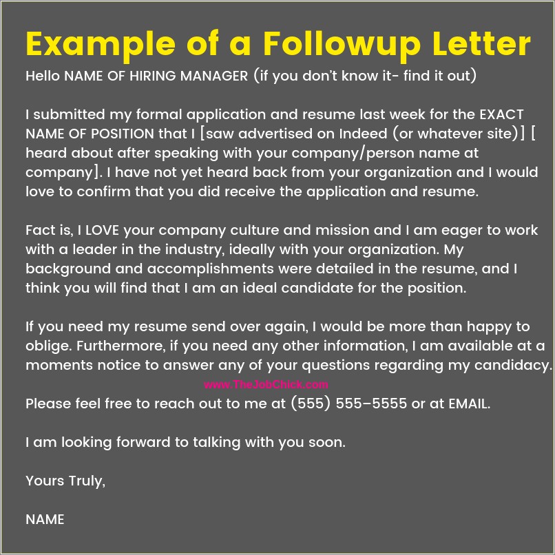 Follow Up Letter After Sending Resume Samples Free