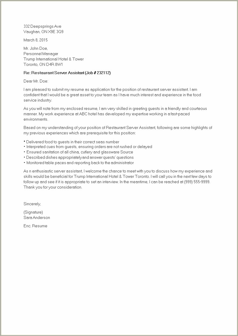 Follow Up To Cover Letter And Resume Submission