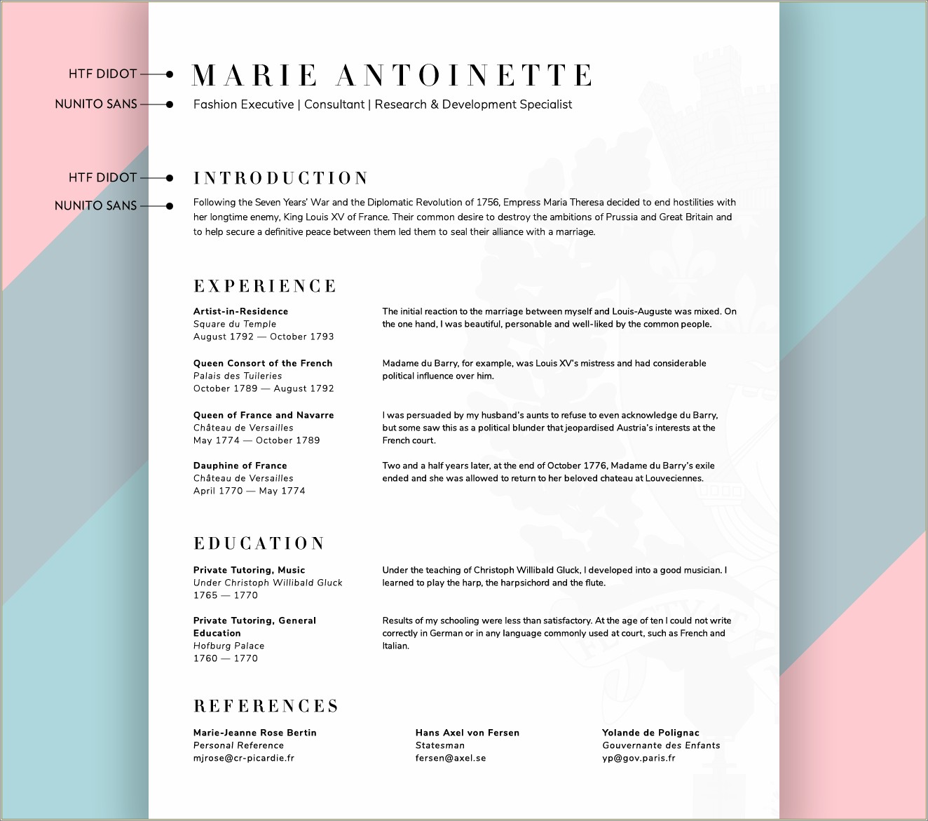 Fonts That Look Good In Resume