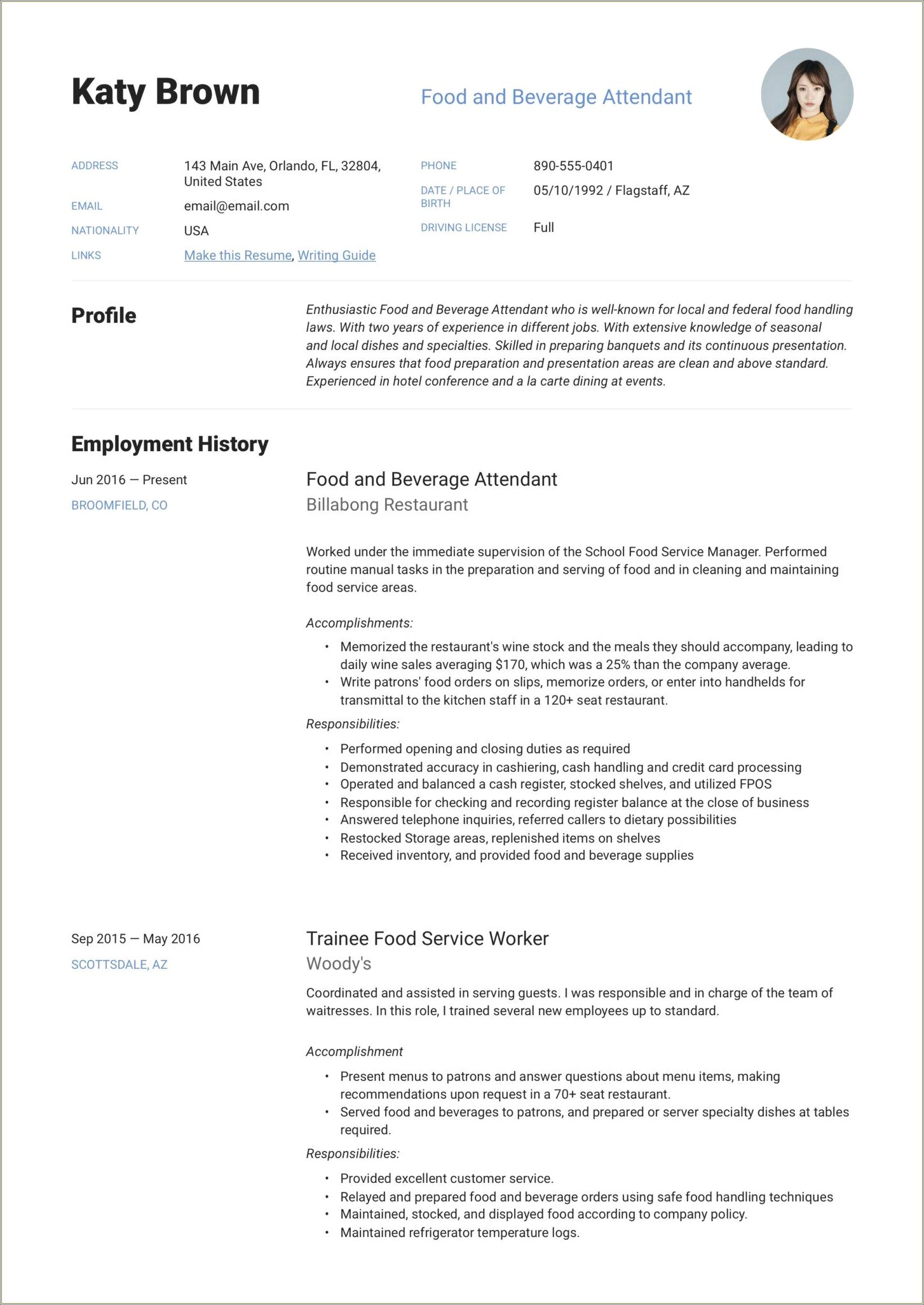 Food And Beverage Director Resume Objective