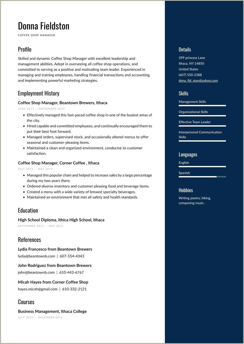 Food And Beverage Sales Manager Resume