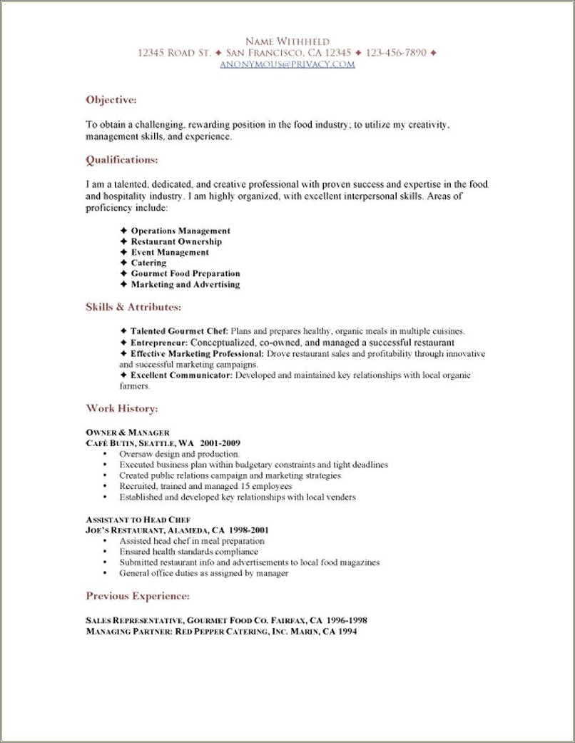 Food Safety Manager Proficient Computer Skills Resume