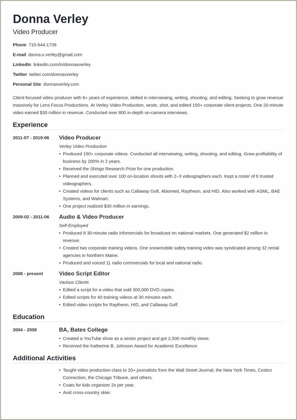 For Resume For Work Experience Self Employed