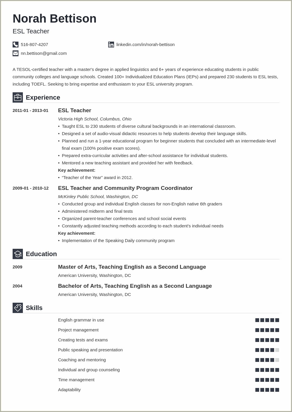 Foreign Language Teacher Resume Cover Letter